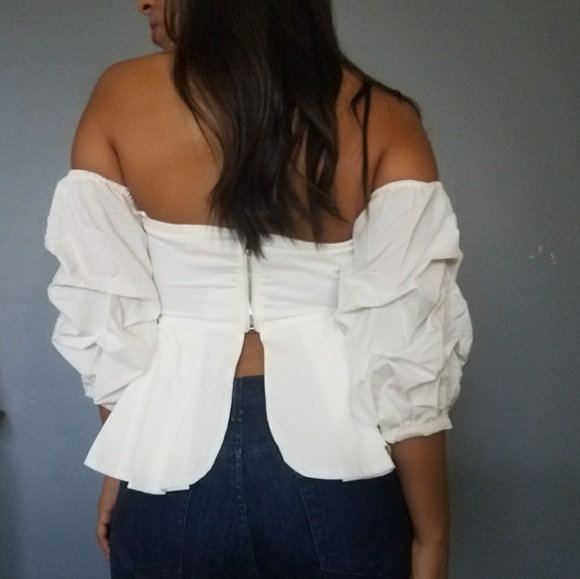 KARA WHITE OFF SHOULDER PUFF SLEEVE TOP - Picture 3 of 7